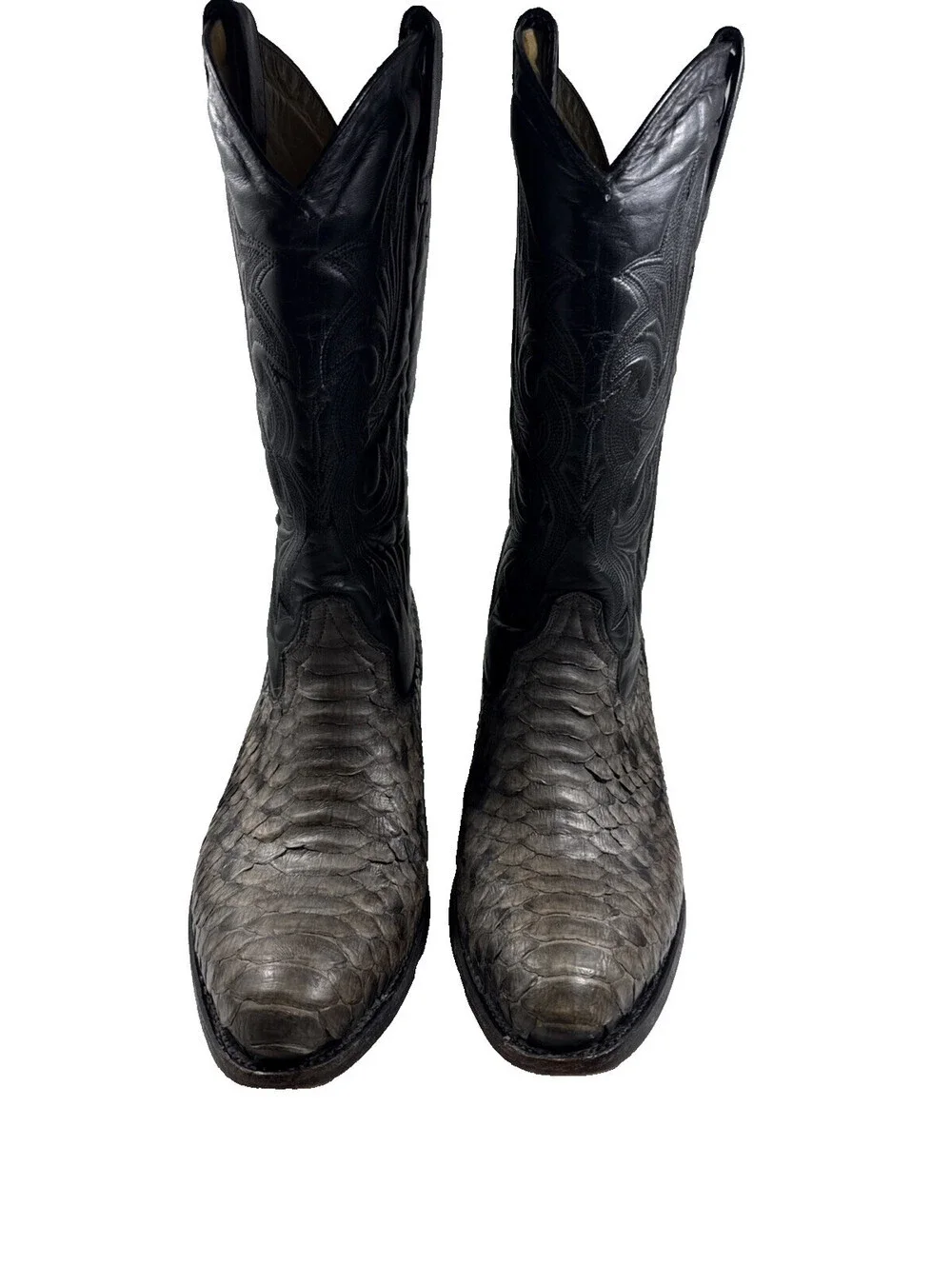 Vintage African Boot Co. White Gray Python Snakeskin Cowboy Boots Men's  SZ 8.5